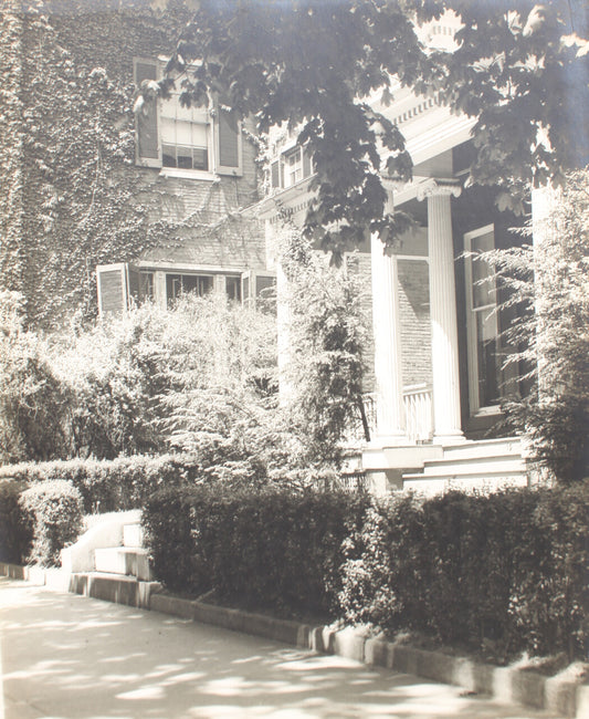 ARCHITECTURAL VIEW, PORCH WITH IONIC COLUMNS. 17 X 14 INCH SILVER PRINT.