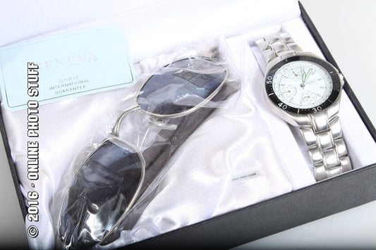 GENEVA WATCH AND SUNGLASSES IN CASE