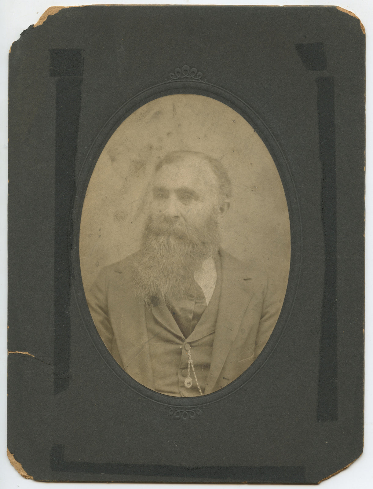 VINT PHOTO + M. SONNEBORN AD, MAN W/ GREAT BEARD, WHEELING, W. VA + BELLAIRE, OH