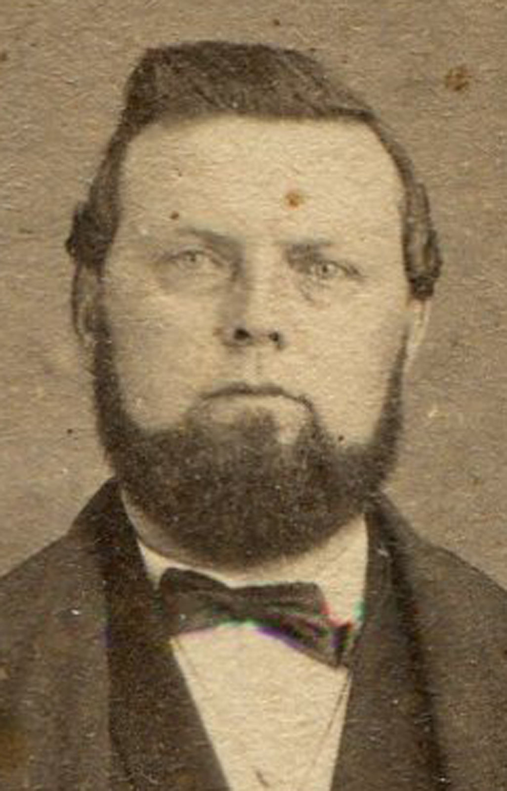 STIFFLY POSED MAN ON PAINTED FLOOR. CDV.  NORTH VERNON, IND.