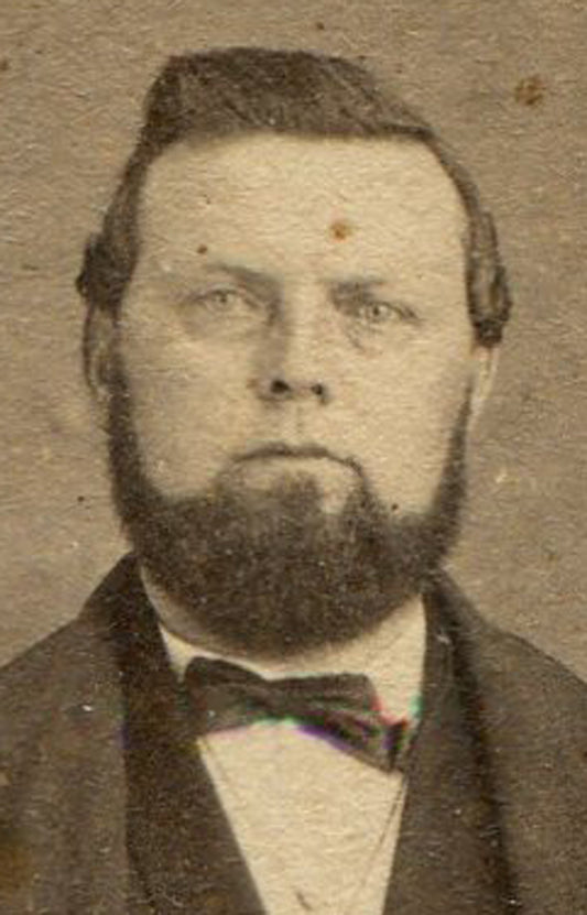 STIFFLY POSED MAN ON PAINTED FLOOR. CDV.  NORTH VERNON, IND.