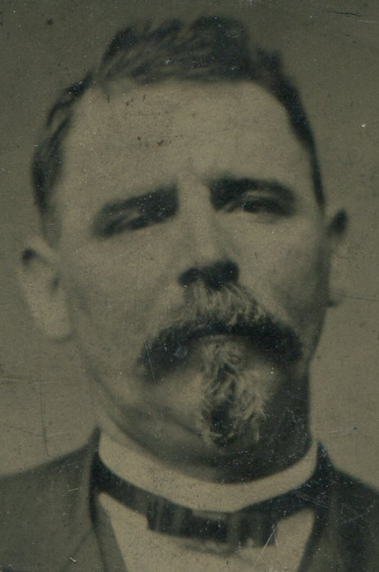 Tintype Portrait Antique Photo: Man with Deep Set Eyes Colonel Sanders Hair