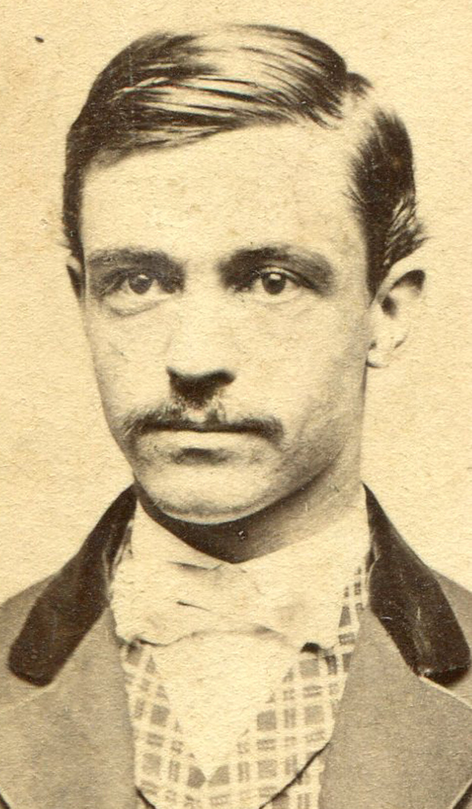 SIGNED CDV, MICHAEL OBRIAN. HANDSOME DARK HAIRED MAN. BOSTON, MASS.