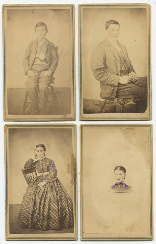 YOUNG MAN, YOUNG WOMAN. 4 SET CDV. GOULDSBORO, PA.
