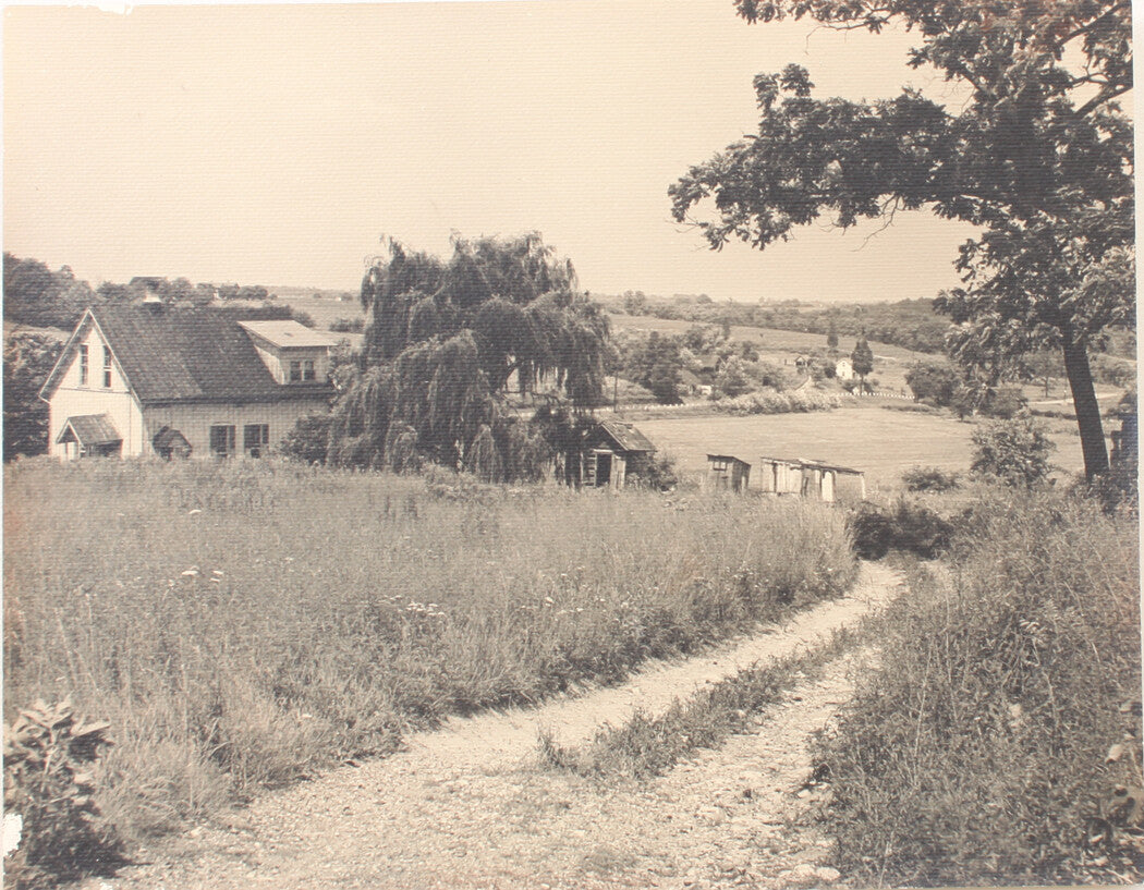 Vintage 11x14 Farm House Rolling Hills Photo Print Toned Silver Antique