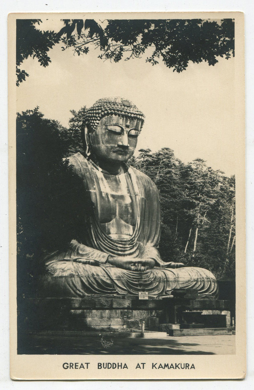 BUDDHA AT KAMAKURA, JAPAN. PHOTO, 5.5 X 3.5 INCHES. VINTAGE.