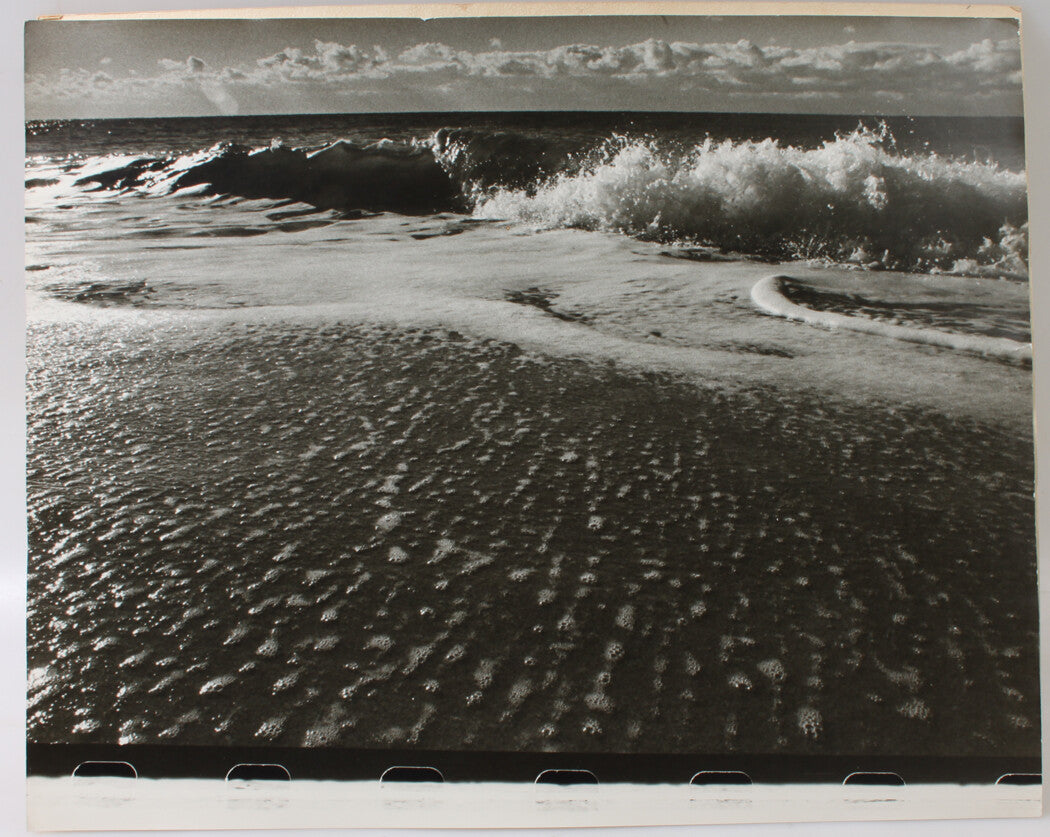WAVES BREAKING ON GLISTENING BUBBLES. STUNNING 16 X 20 INCH SILVER PRINT.