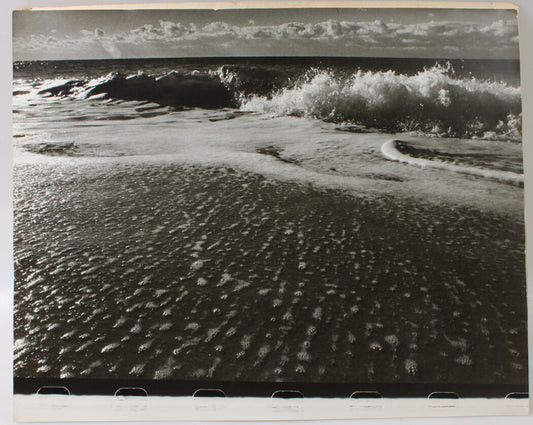 WAVES BREAKING ON GLISTENING BUBBLES. STUNNING 16 X 20 INCH SILVER PRINT.