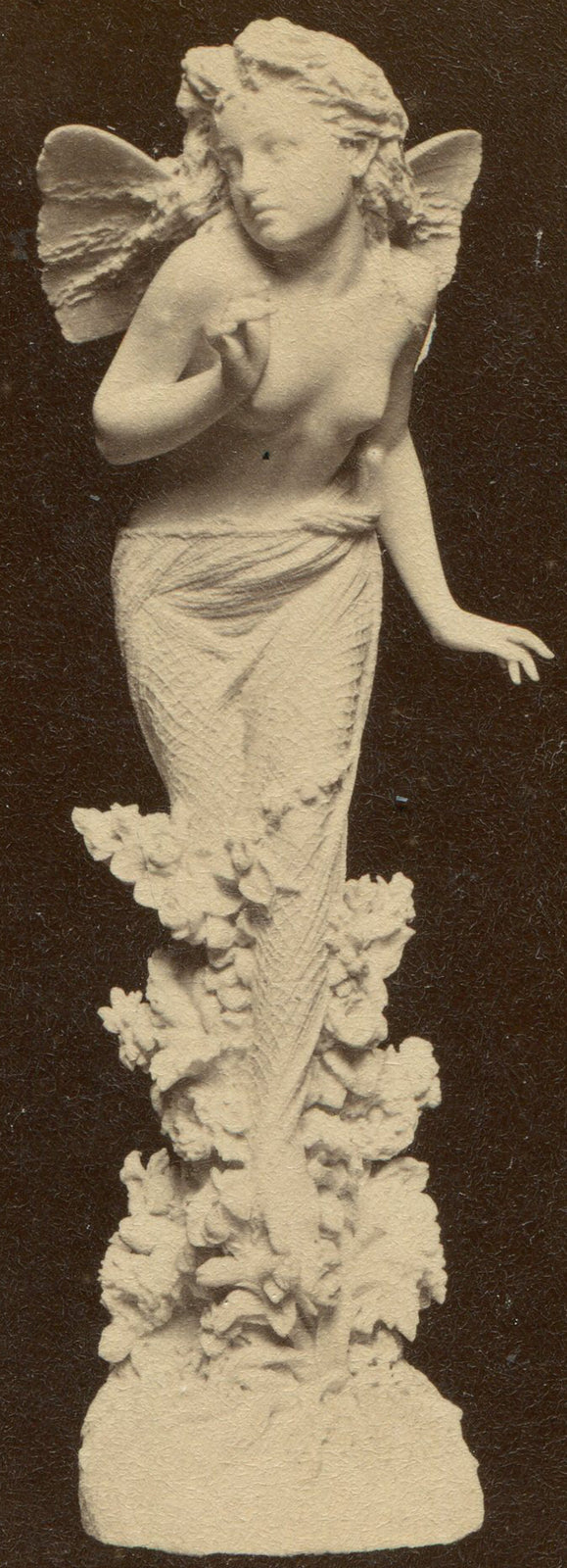 SCULPTURE OF FAIRY, WINGED FEMALE FIGURE FROM  1873, WORLDS FAIR. CDV.