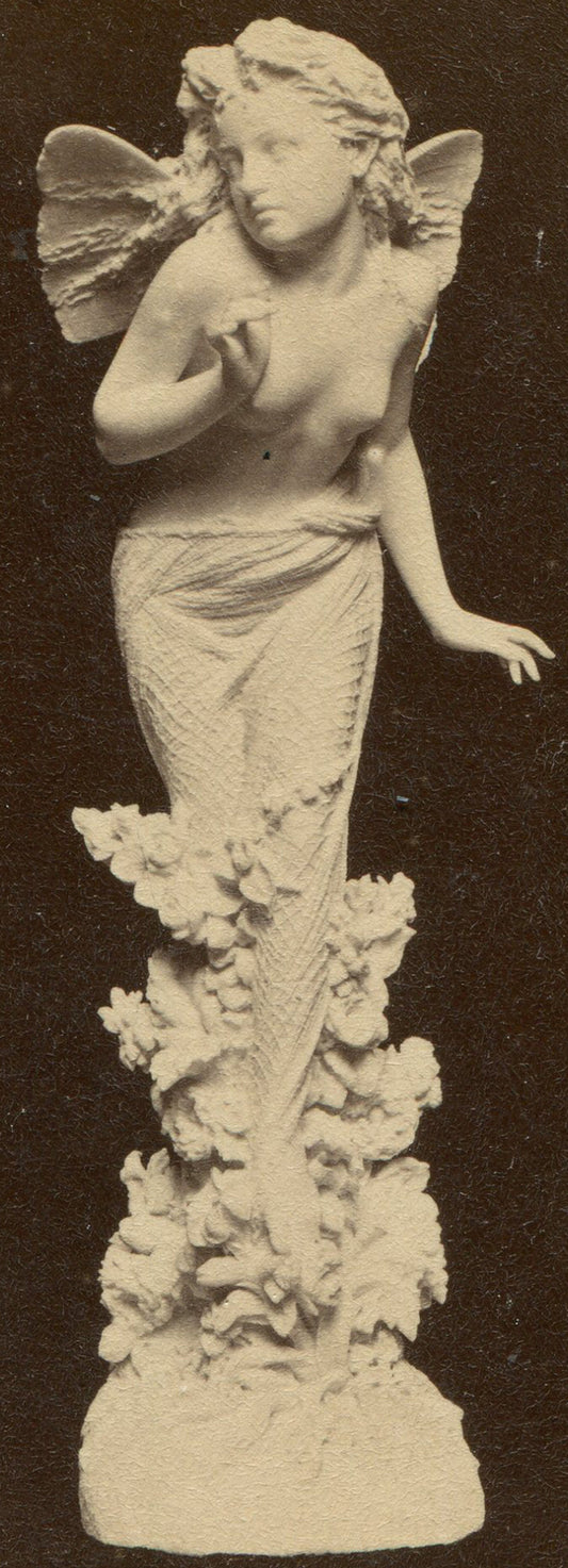 SCULPTURE OF FAIRY, WINGED FEMALE FIGURE FROM  1873, WORLDS FAIR. CDV.
