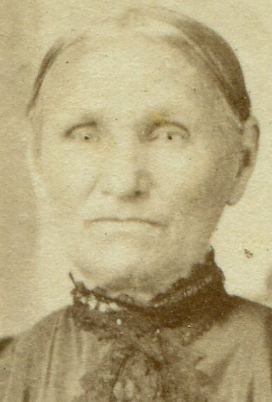 OLD WOMAN, STIFFLY POSED, STARTLED EXPRESSION. CDV. BELLEVILLE, ILL.