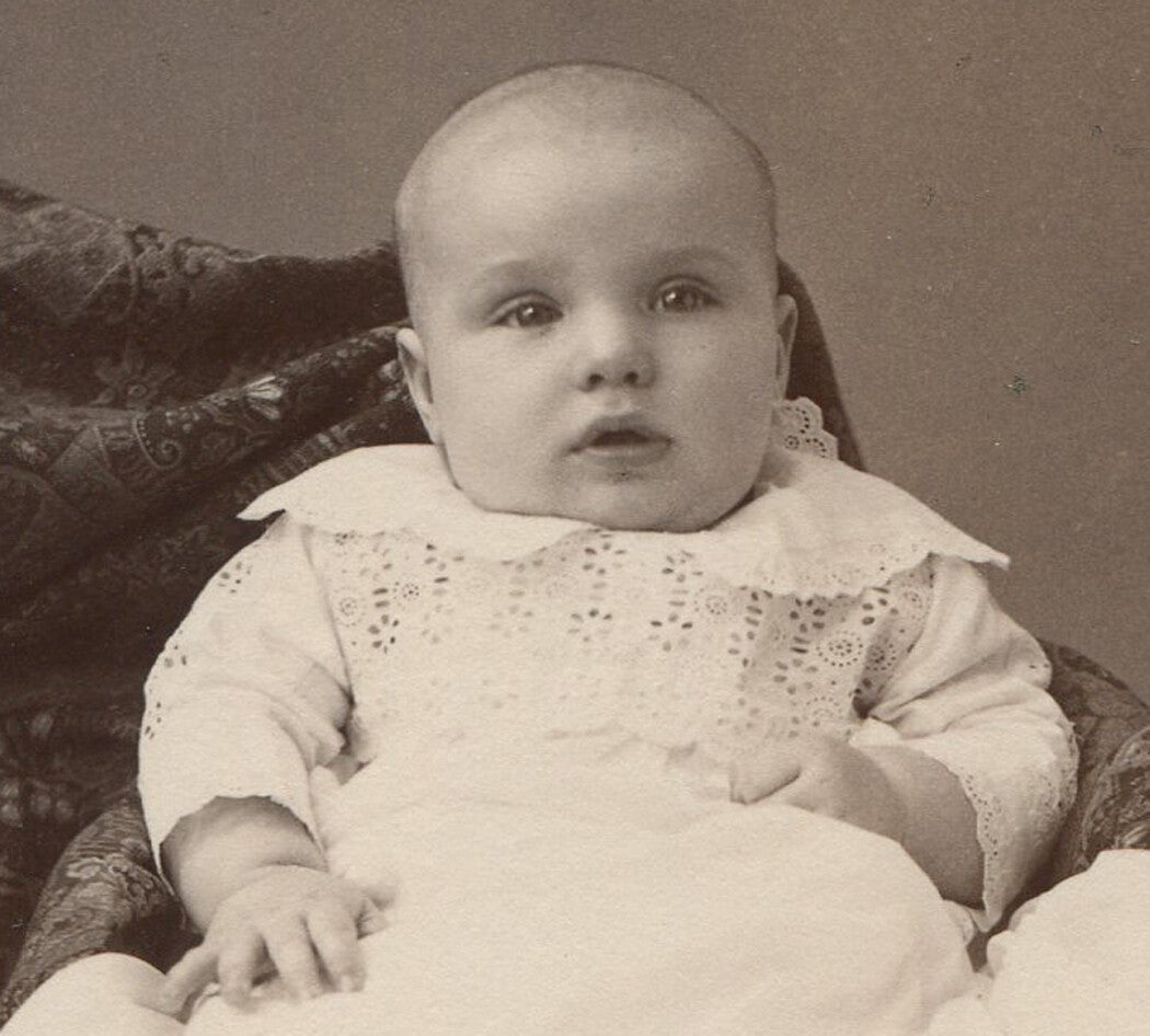 WELL HIDDEN MOTHER WITH BABY. CABINET CARD. AKRON, OHIO.