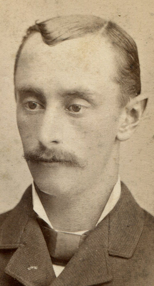 SAD MAN STARES INTO DISTANCE. CDV. NEW HAVEN, CT.