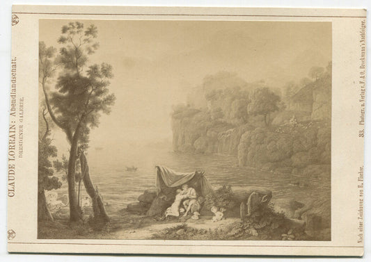 YOUNG LOVERS W/CHERUBS. PHOTO OF ARTWORK. CABINET CARD.