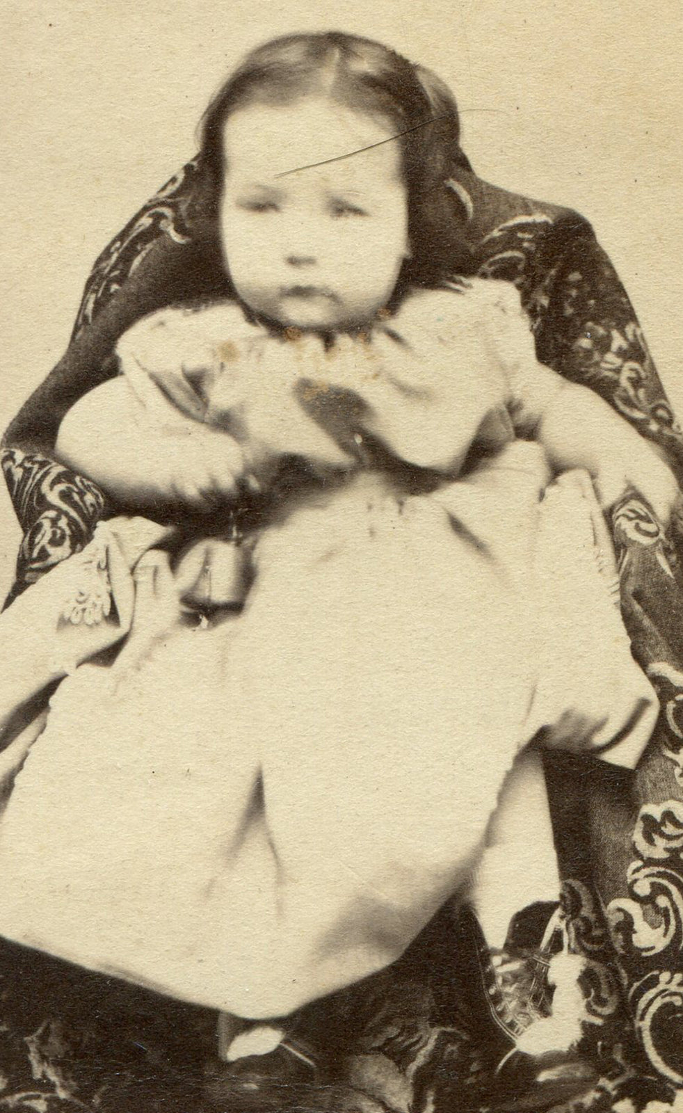 CIVIL WAR ERA CDV W/TAX STAMP. TODDLER HOLDING BELL. N.Y.