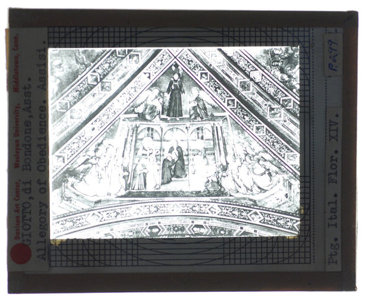 ALLEGORY OF OBEDIENCE. PHOTO OF PAINTING ON GLASS. LANTERN SLIDE.