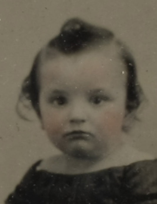 Tinted Ambrotype 6th Plate Vintage Photo Half Case Young Girl Collectible