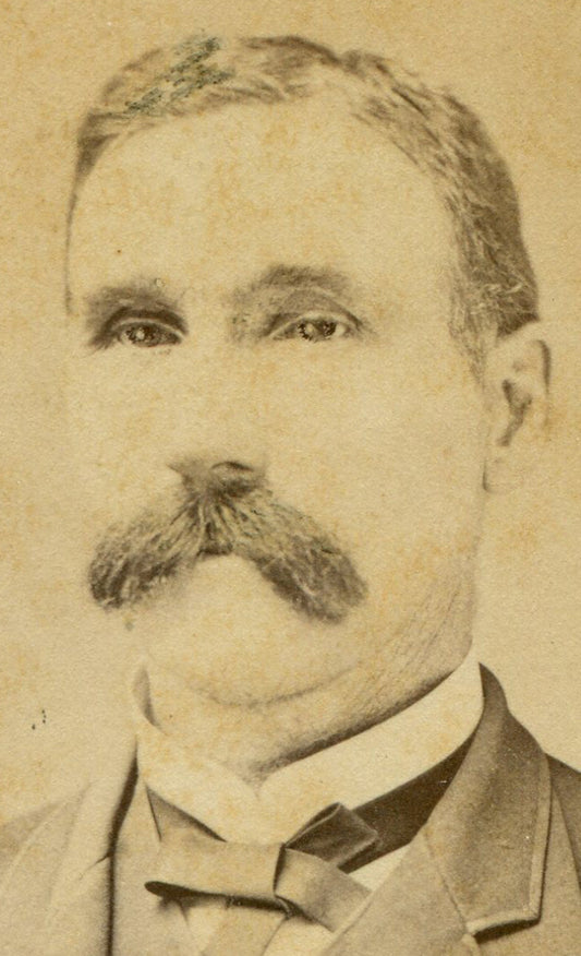 MAN W/MUSTACHE KNOWN TO TALK TO HIMSELF. CDV.