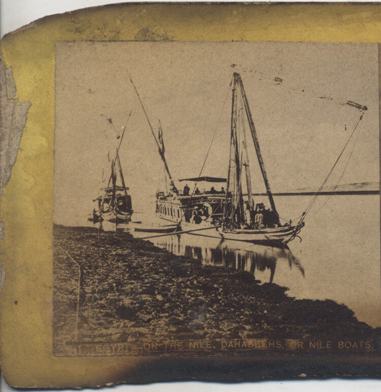 STEREOVIEW OF BOATS ON THE NILE RIVER - EGYPT