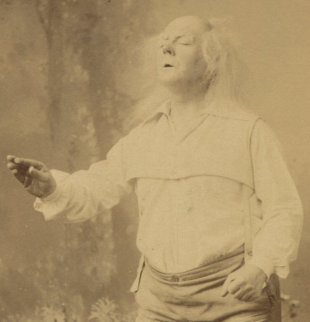 THEATRICAL, OLD MAN SLEEP WALKING. CABINET CARD. N.Y.