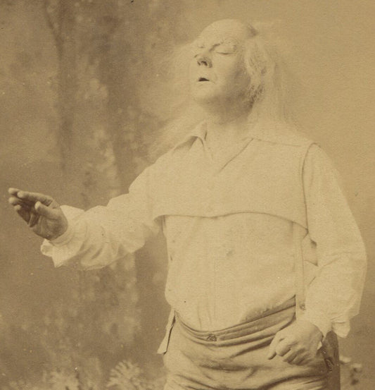 THEATRICAL, OLD MAN SLEEP WALKING. CABINET CARD. N.Y.