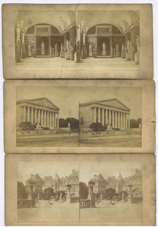 ARCHITECTURAL, STATUES, EUROPEAN SETTING. STEREOVIEWS, 3 SET.