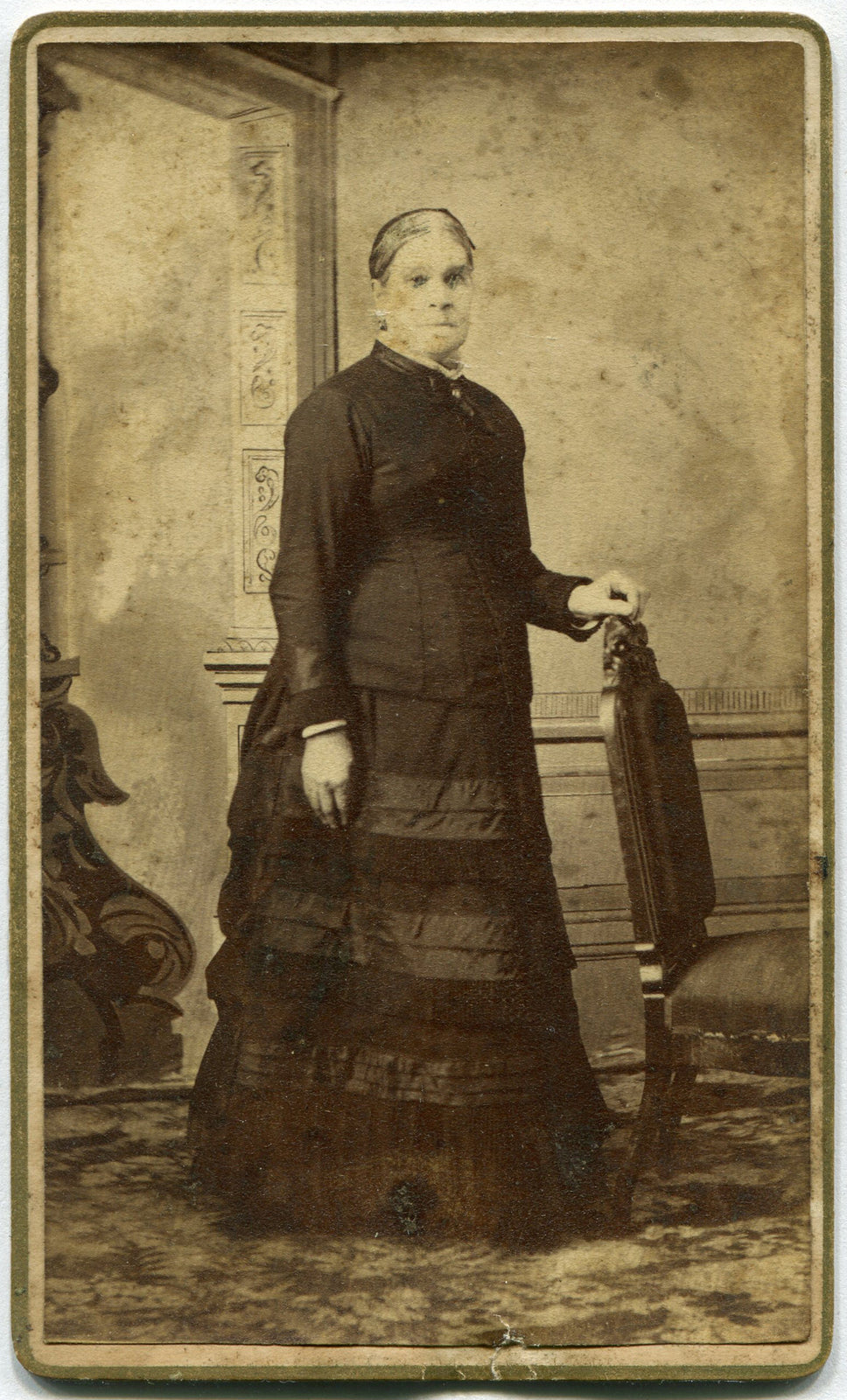 OLD WOMAN, LOVELY DRESS, STANDING POSE. CDV. CARLISLE, PA.