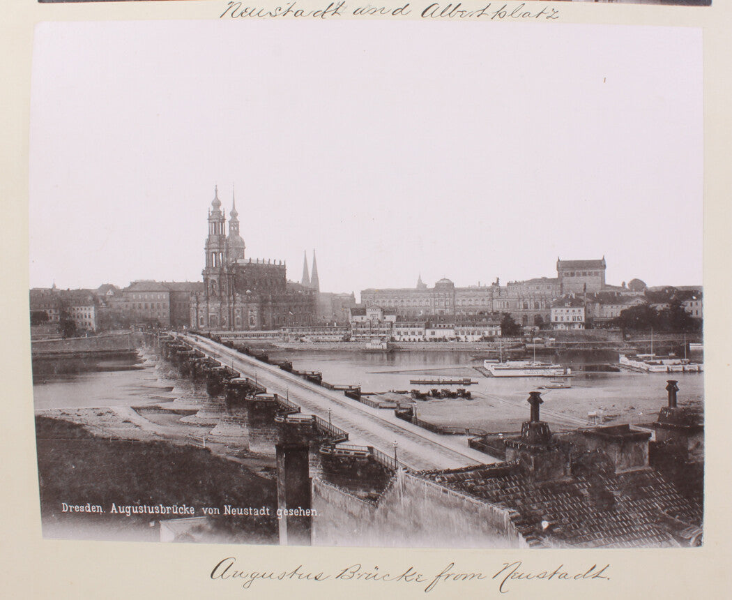 AUGUSTUSBRUCKE FROM NEUSTADT. VIEW OF BRIDGE AND HISTORICAL BUILDINGS. 8x10 repr