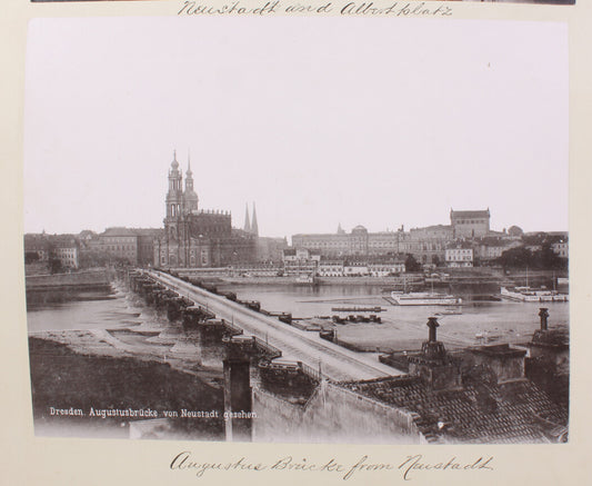 AUGUSTUSBRUCKE FROM NEUSTADT. VIEW OF BRIDGE AND HISTORICAL BUILDINGS. 8x10 repr