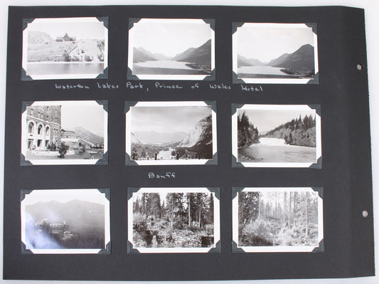 WATERTON LAKE, BANFF, AMATEUR VACATION PHOTOS. 17 SET, BLACK AND WHITE PRINTS.