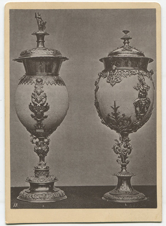 URNS, ORNATE. CABINET CARD.