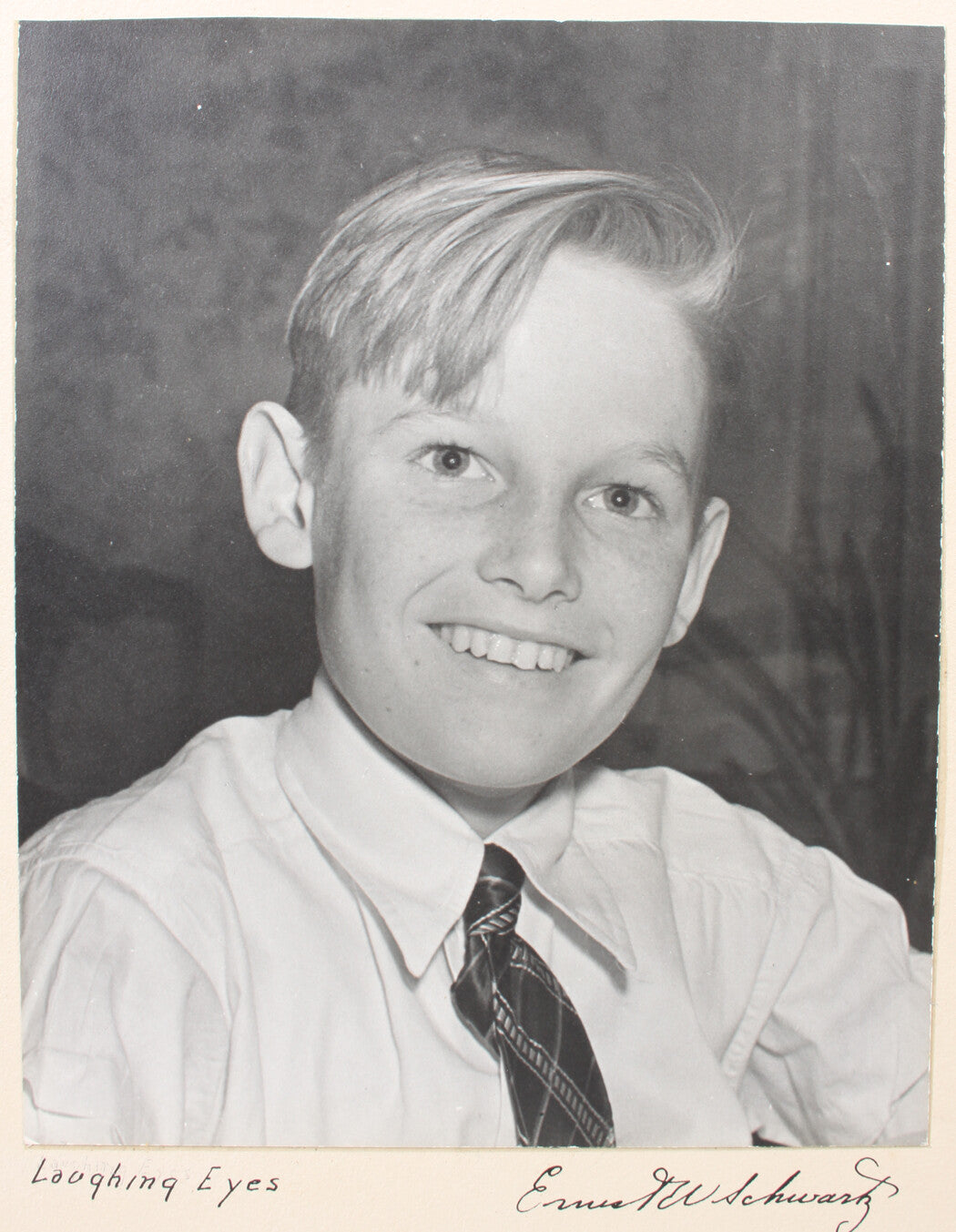 Vintage Young Boy Laughing Eyes Winning Smile Silver Print 9.75 x 8 Inch