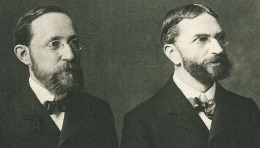 BEARDED MEN WITH WIRE RIMMED GLASSES, BOW TIES. 1890 SUBJECT, PRINTED LATER.