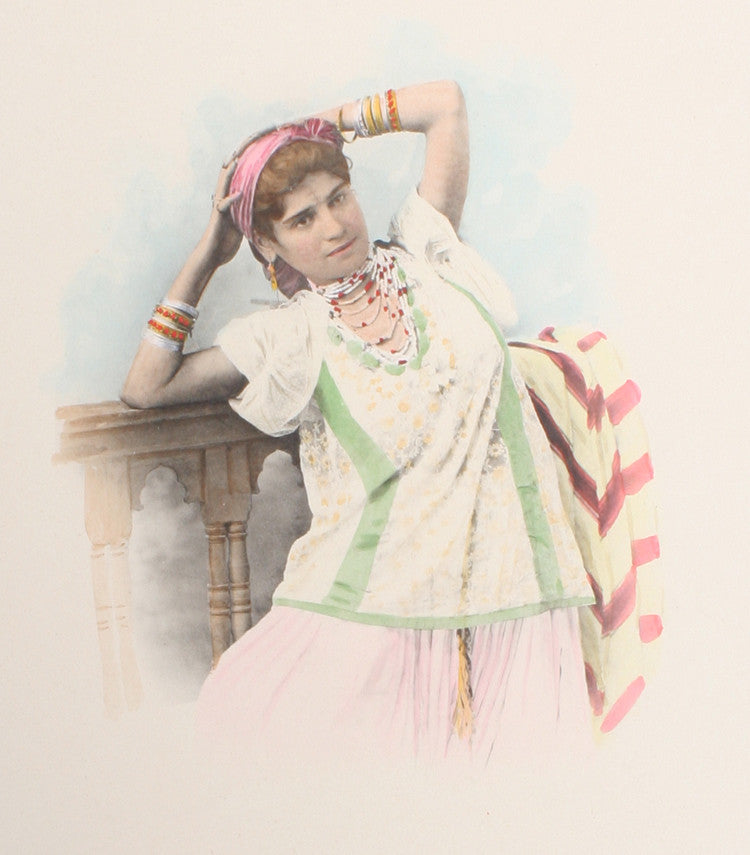 10X13 HAND COLORED PHOTO OF BEAUTIFUL YOUNG WOMAN IN TRADITIONAL CLOTHING