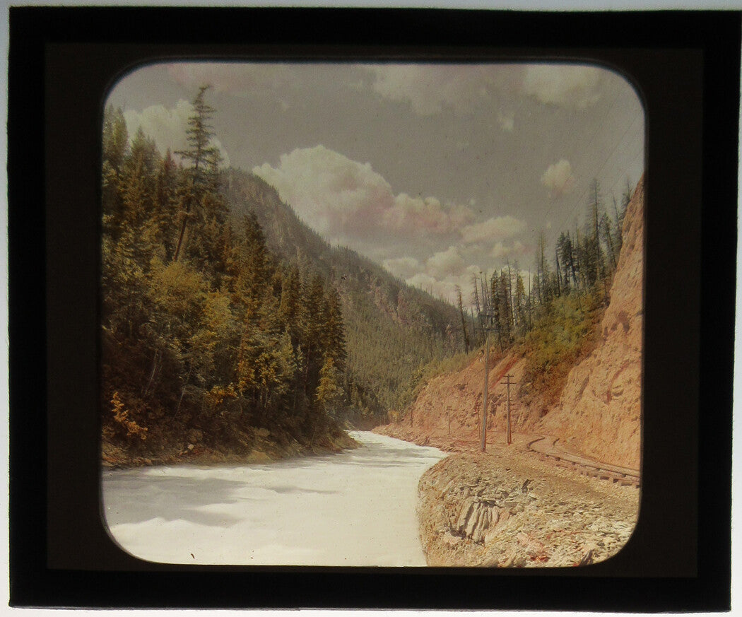 WAPTA CANYON, CANADA. PHOTO ON GLASS, HAND COLORED.