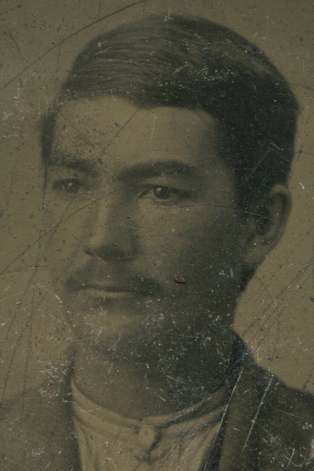 Vintage Tintype Photo Portrait: Man with Classic Mustache 3.5x2.5