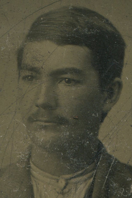 Vintage Tintype Photo Portrait: Man with Classic Mustache 3.5x2.5