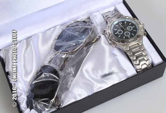 GENEVA WATCH AND SUNGLASSES IN CASE