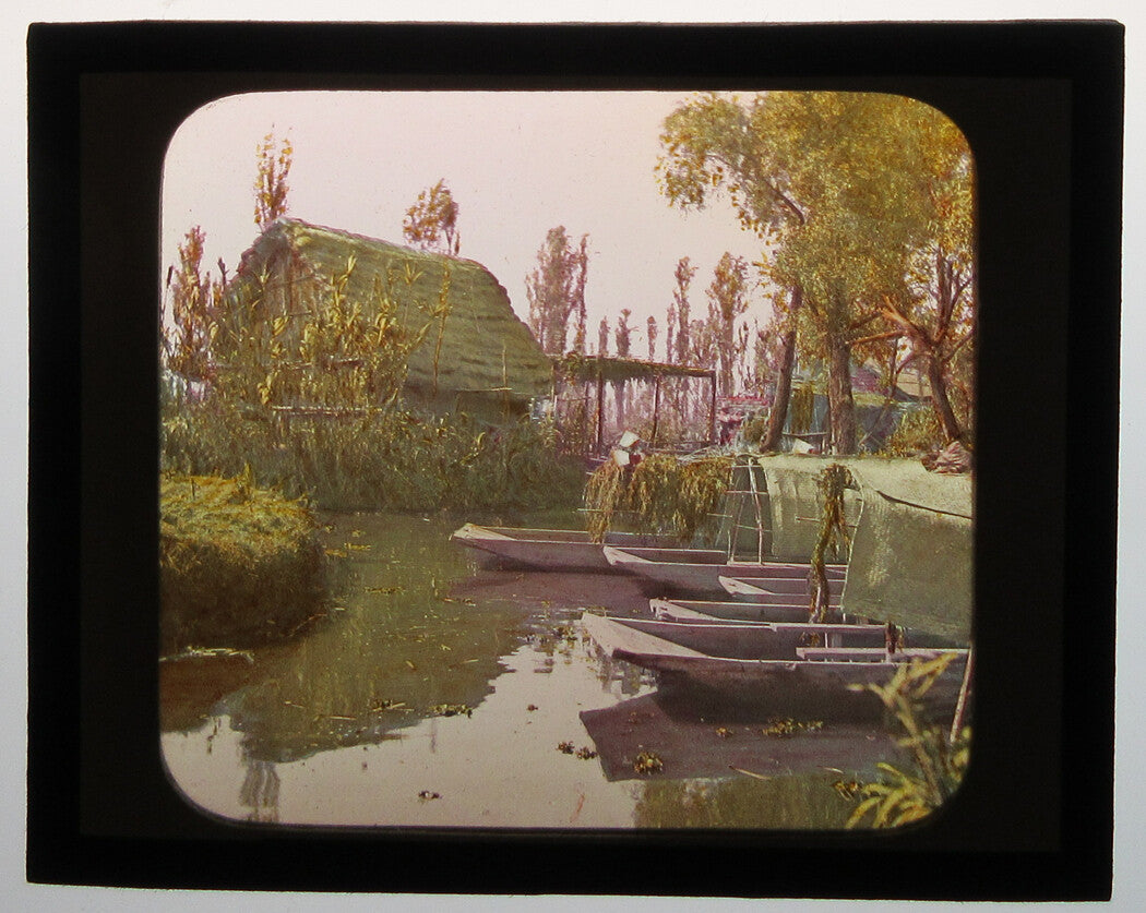 VIGA CANAL, MEXICO CITY. PHOTO ON GLASS, HAND COLORED.