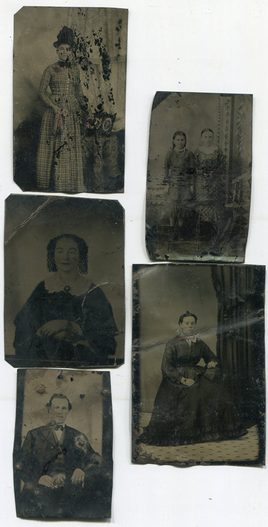 Tintypes Collection 5 Pack Women Man Siblings Vintage Photographs Authentic