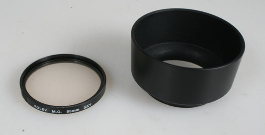 55MM LENS HOOD HARD PLASTIC WITH SKY FILTER