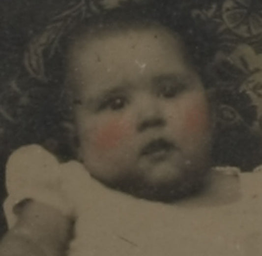 Tinted Ninth Plate Ambrotype in Half Case Bright Eyed Baby Vintage Photo