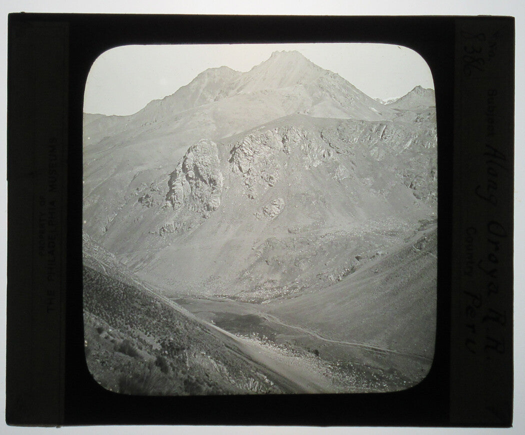VIEW FROM OROYA RAILROAD. PERU. PHOTO ON GLASS.