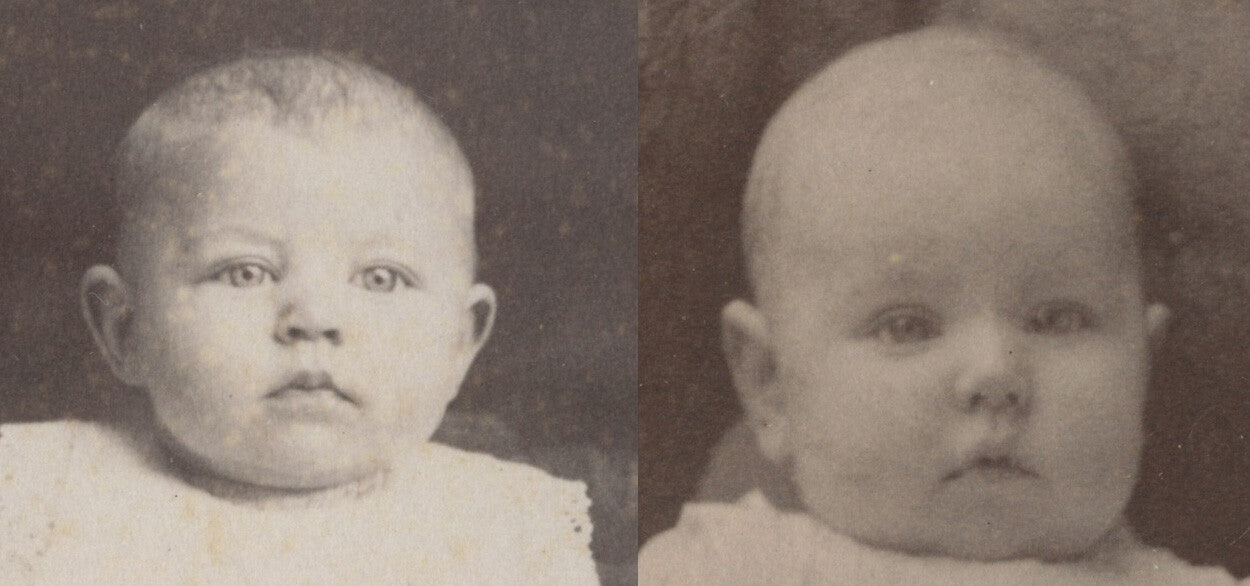 BABIES FROM MUSKEGON, MICH, SET OF 2 PHOTOS