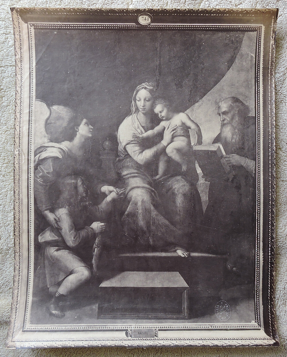 11X14 VINT ALBUMEN PRINT RELIGIOUS ART, RAFAELS MADONNA + CHILD