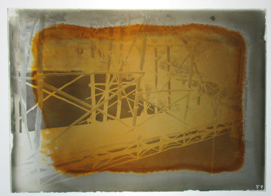 ALLEGHENY COUNTY, PA. BRIDGE AND STREAM. 5 X 7 GLASS PLATE NEGATIVE,CIRCA 1910s.