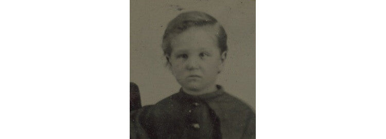 STUDIO PORTRAIT HANDSOME BOY W/ GREAT COAT 1/9 PLATE TINTYPE