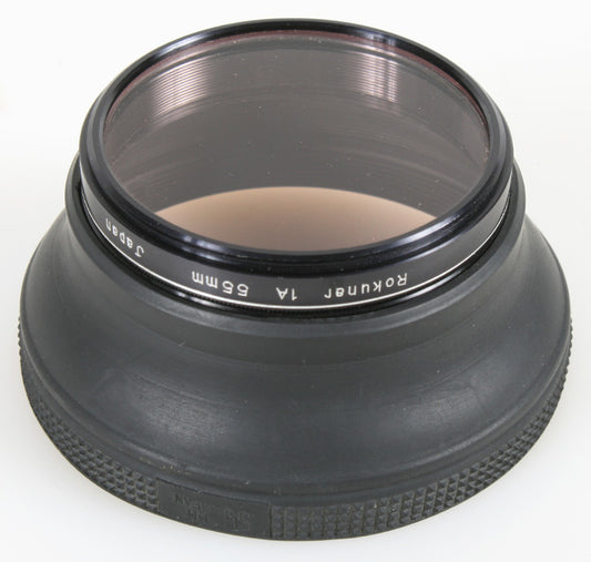 55MM RUBBER LENS HOOD WITH SKY 1A FILTER
