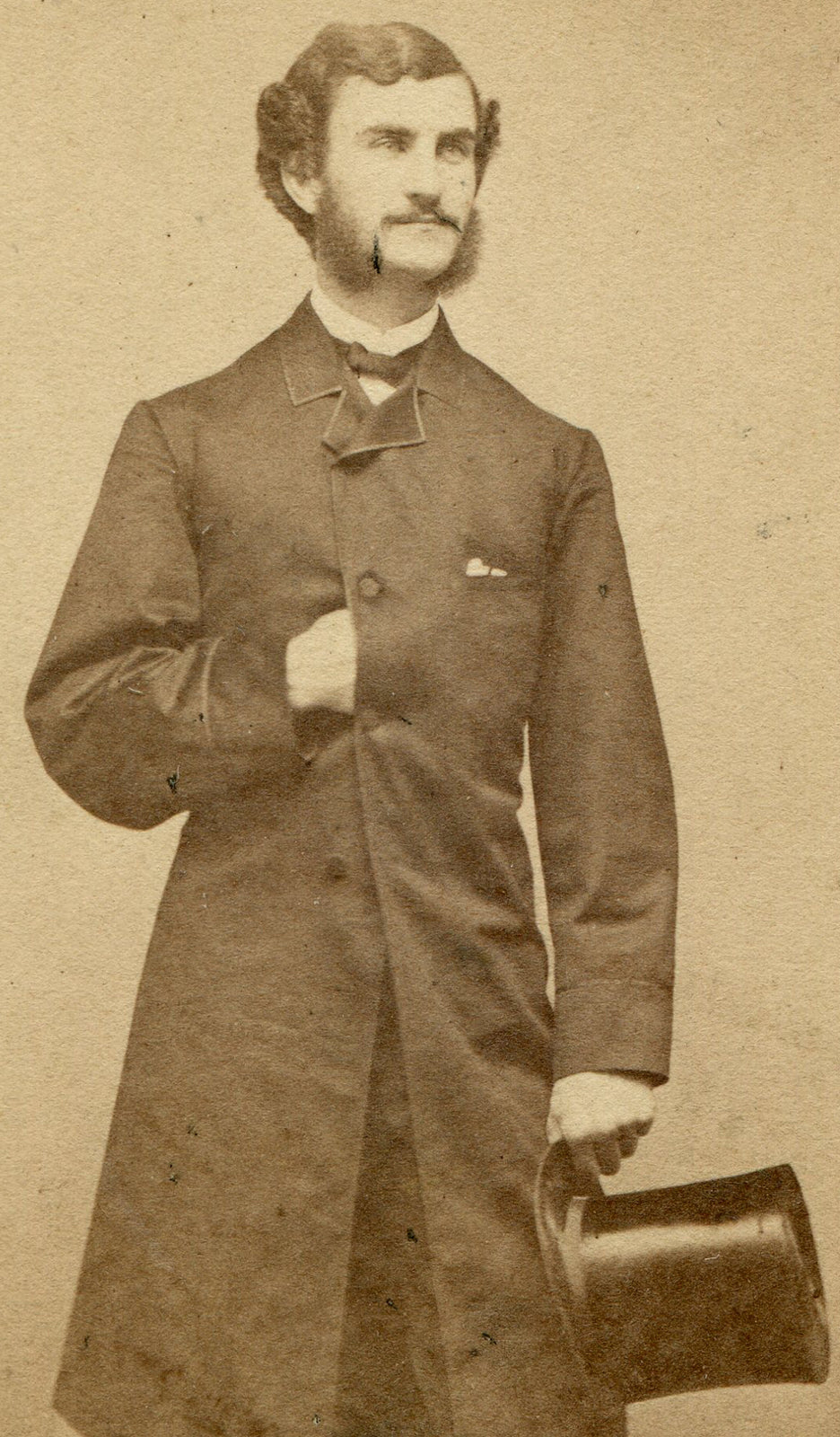 MAN WITH MUTTON CHOPS, NAPOLEON POSE, TOP HAT. CDV. N.Y.