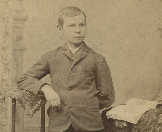 BOY, RELAXED STANDING POSE. CABINET CARD. COLUMBUS, OHIO.